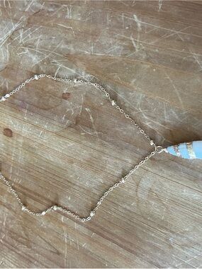 Delicate Gold Chain Necklace with Light Blue Pendant